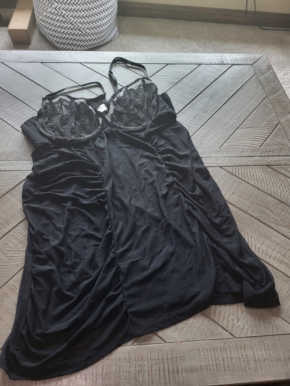 Cacique Black Lace Cup Slip Chemise with Adjustable Straps